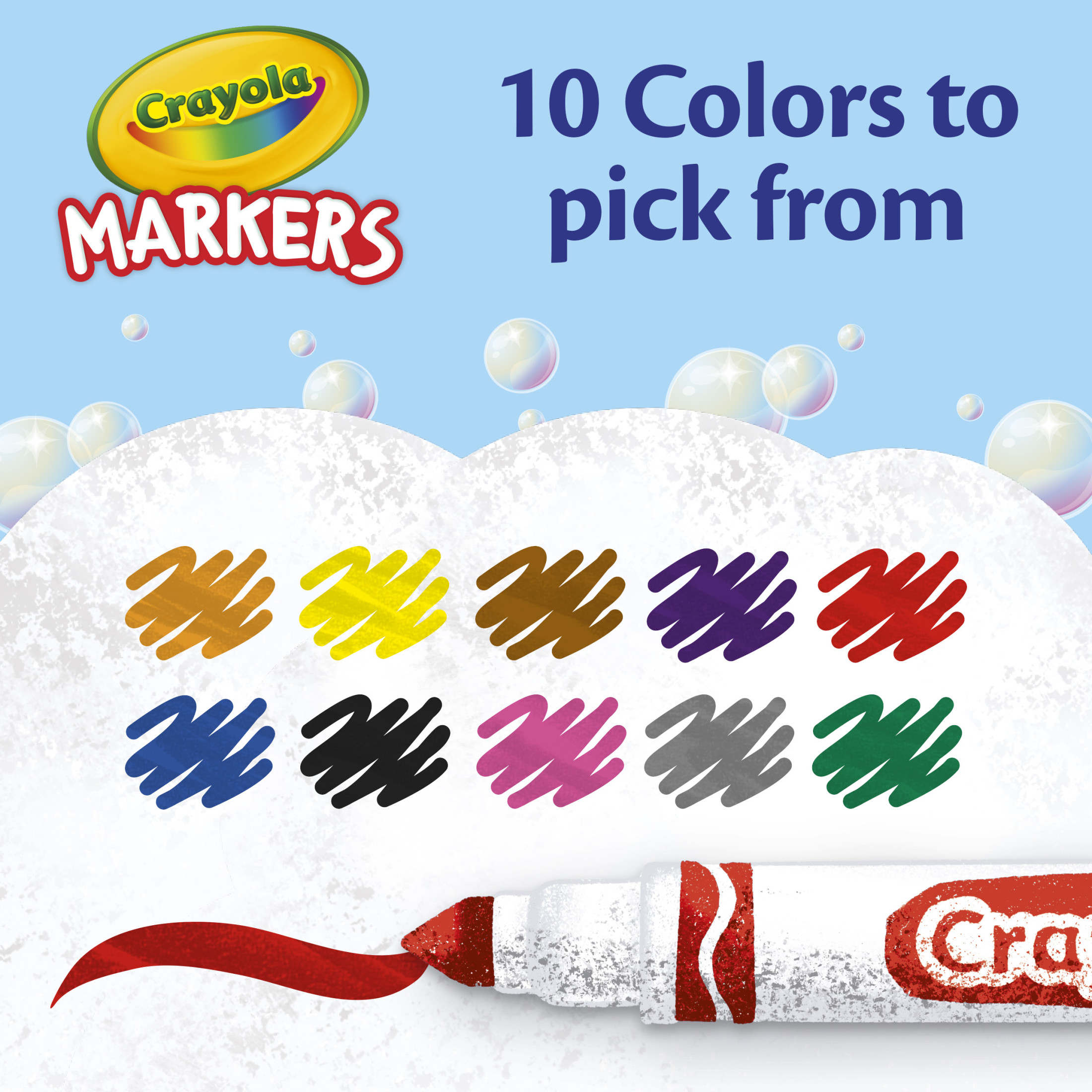 Marcadores de línea ancha Crayola, 10 piezas, útiles escolares para niños, suministros para maestros, principiantes 7