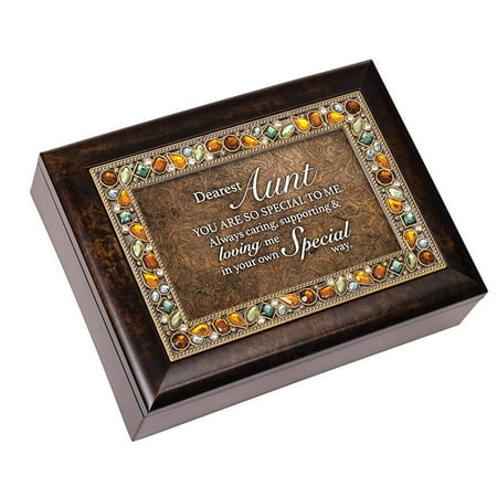 - Cottage Garden JM397A Dearest Aunt Jeweled Amber Music Box