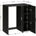 thumbnail image 2 of Herture Mini Fridge Cabinet with Storage, Coffee Bar Cabinet with Power Outlet, Fits 24" Wine Fridge, 3-Tier Organizer, Refrigerator Stand for Kitchen, Apartment, or Home Bar Black KH01MRB, 2 of 7