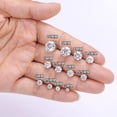 thumbnail image 4 of Moissanite Earrings for Women, 925 Sterling Silver 3-10mm (0.2-8ct) Round Cut D Color VVS1 Studs, 14K White Gold Plated Lab Created Diamond Earrings Men, 4 of 7