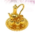thumbnail image 3 of Raindrops 1Set Golden Alloy Tea Set Model with Circular Disc Shape for Children and Friends Desktop Decoration, 3 of 8
