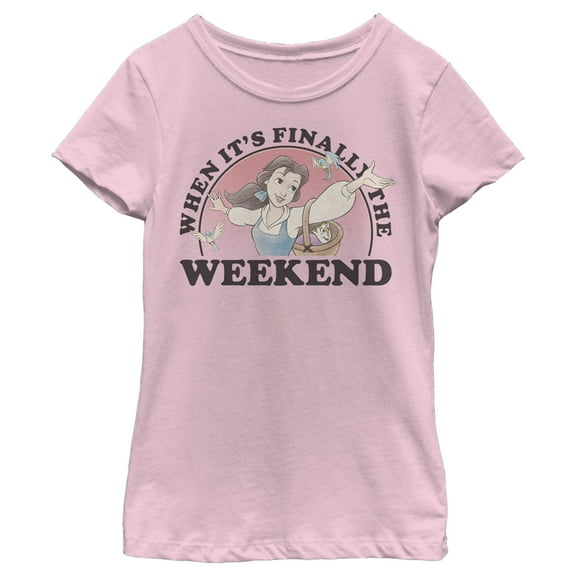 Girl's Beauty and the Beast Belle It's Finally the Weekend Graphic Tee Light Pink Small