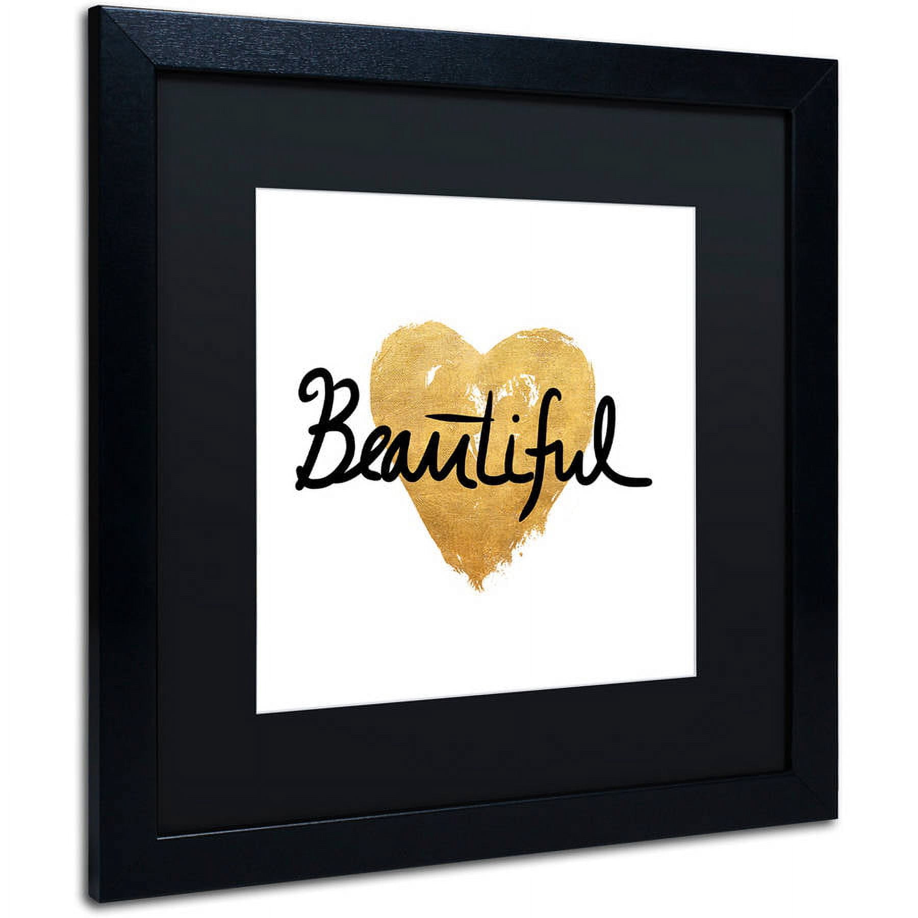 Trademark Fine Art "Beautiful On White" Canvas Art by Lisa Powell Braun, Black Matte, Black Frame