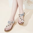thumbnail image 2 of Atoshopce Womens Flat Sandals Summer Bohemian Beaded Flats Shoes Comfortable Ankle Elastic Strap Toe Ring Sandal, 2 of 6