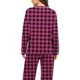 thumbnail image 4 of Vetsdori Womens Long Sleeve Pajamas Sets Casual Plus Size Nightwear Checkered Soft,2 Pieces Holiday Pajamas for Women, 4 of 7