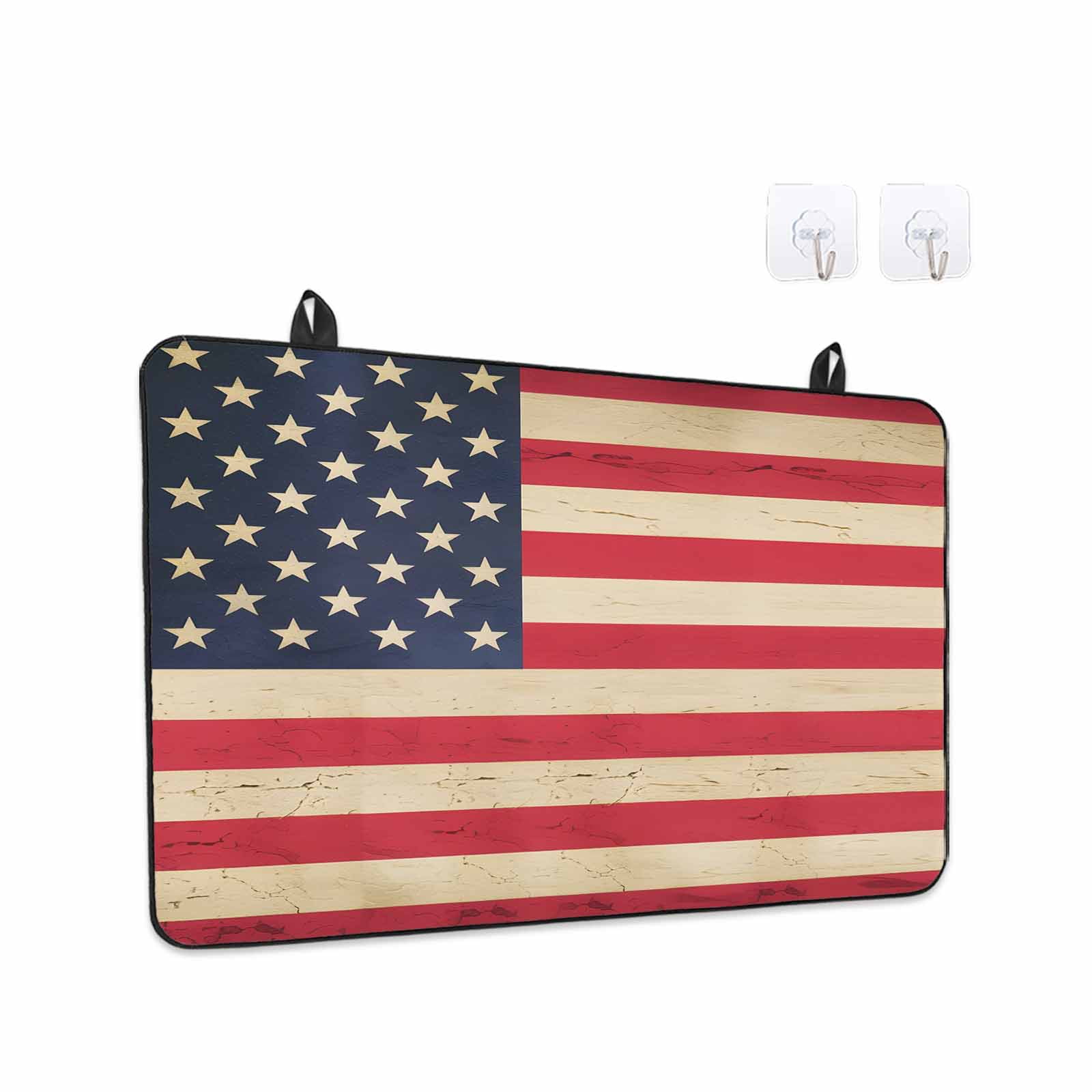 Red American Flag Stove Top Cover for Electric Stove, Heat-proof & Non Slip Glass Top Stove Cover Protector, Retro USA Flag Watercolor Kitchen Flat Cooktop Rubber Mat 24x21 Inches