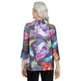 thumbnail image 2 of Alfred Dunner Womens Petite Brushstroke Floral Cowl Neck Top, 2 of 6