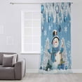 thumbnail image 3 of Blue Snowman Christmas Semi Sheer Curtains Drapes for Living Room, Bedroom, French Doors Window 84 Inches Long, Xmas Tree Balls Snowflake Rod Pocket Chiffon Curtain Drapery Voile Draperies Panel, 3 of 6