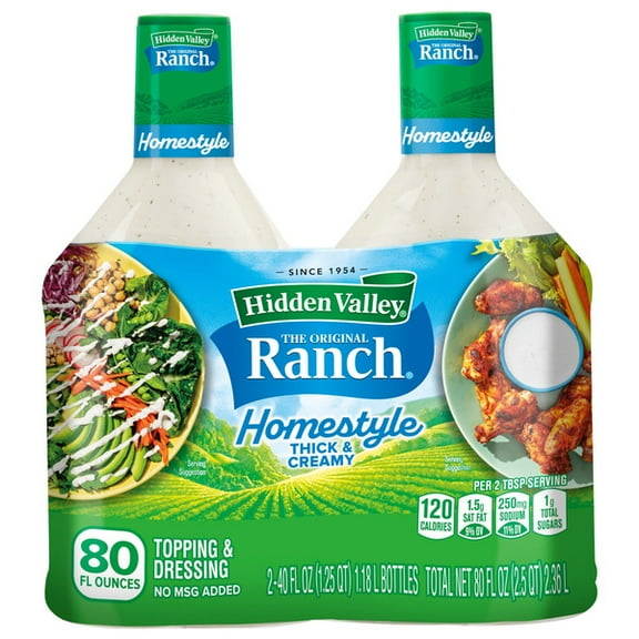 Hidden Valley Ranch Homestyle Dressing and Topping, 40 fl oz, 2 ct