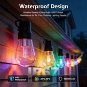 150FT RGB Outdoor String Lights, +IC Outside Light Dimmable Shatterproof LED Bulbs, IP67 Waterproof Chasing Effect Lighting DreamColor Patio Strip Lights for Backyard, Balcony, Outdoor Living