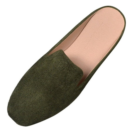 

GWAABD Women s Slip on Loafers Casual Women s Spring and Autumn New Casual Comfortable Solid Color Flat Half Slippers