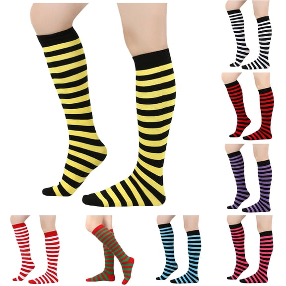AWZXDE Long Socksd Knee High Socks Colorful Contrast Knee‑High Socks Soft Stretch Socks For Party Daily Outfit