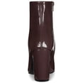 thumbnail image 3 of BLISSFUL STEP Women's Boots Pointed Toe Zipper Patent Leather Ankle Chunky Boots Coffee 7, 3 of 7