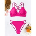 thumbnail image 3 of Women's Push Up V Neck Bikini Sets Criss Cross Back Two Piece Bathing Suit, 3 of 6