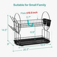 thumbnail image 4 of BN-LINK Dish Drying Rack - 2 Tier Dish Racks for Kitchen Counter with Drainboard, Utensil & Wine Glass Holder, Multifunctional Dish Drainer for Kitchen Organization, Black, 4 of 7