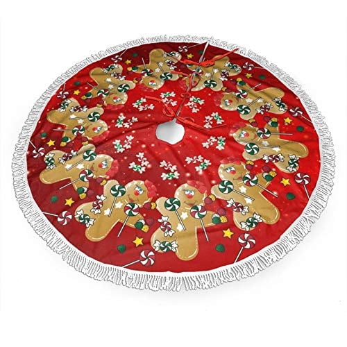 Falda para árbol de Navidad FREEHOTU Gingerbread Candy Lollipop