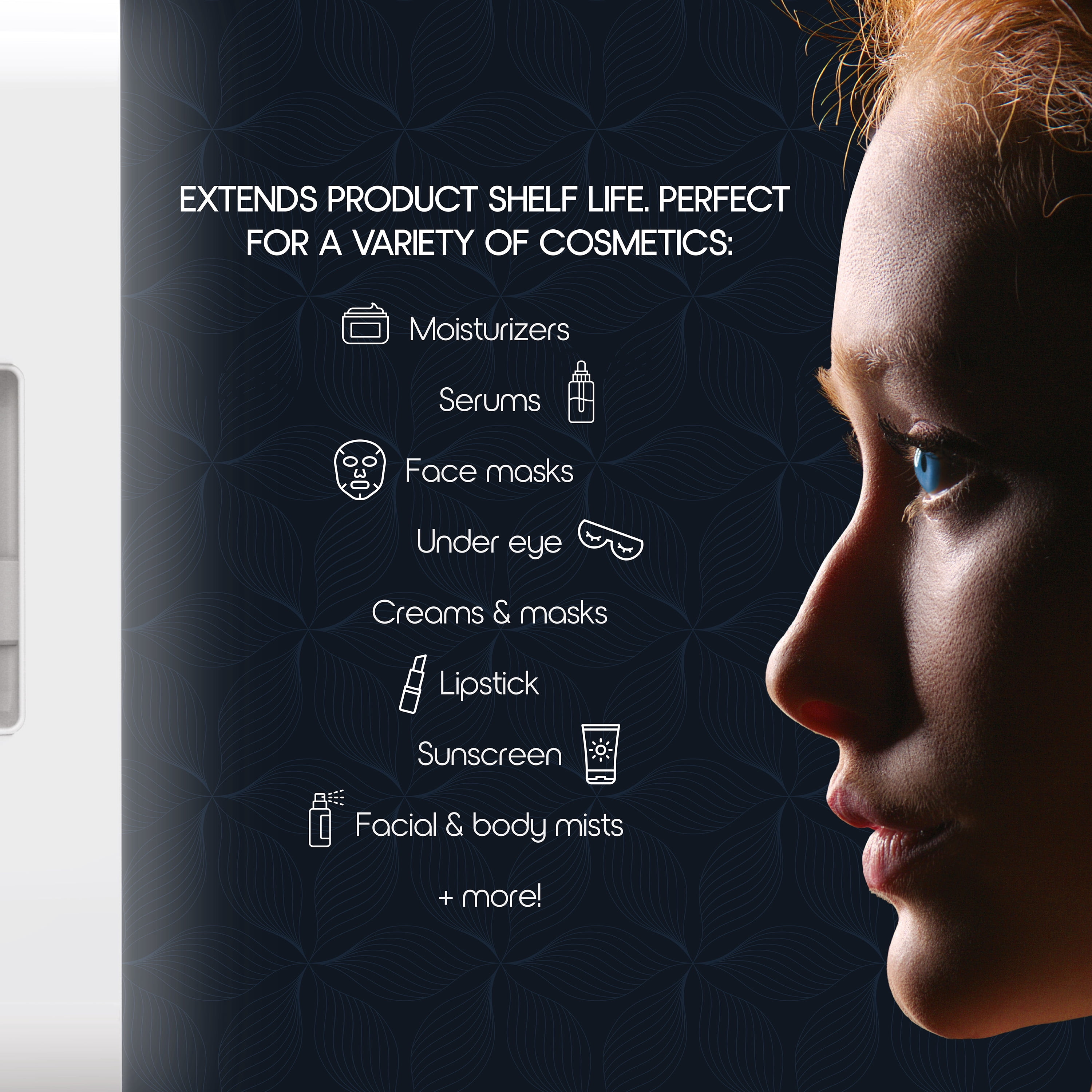 Icon Beauty LED Mirror Door 6.75in. Mini Cooler, 4-Liter Compact Mini Fridge with Touch-Control LED Light and Standard Door, New