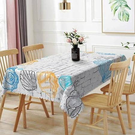 

Uorbeay 60x102inches Nautical Coastal ThemeTablecloth Starfish Coral Seashell Print Decorative Rectangle Table Cloth Stain Resistant Durable Table Cover for Dining Room Kitchen Indoor Outdoor Party