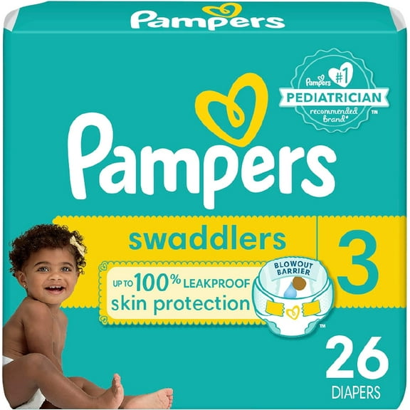 Pampers Swaddlers Disposable Active Baby Diaper Size 3, 26 Ea, 2 Pack