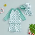 thumbnail image 3 of Fozruso Baby Boys Swimsuit Long Sleeve Rash Guard Swimwear Baby Boy Swim Trunk With Hat Set 3 Piece Toddler Bathing Suit Two-Piece Swimwear Sizes 18-24 Months, 3 of 6