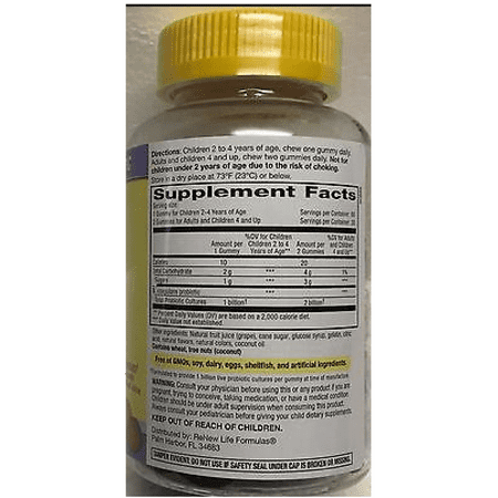 ReNew Life Ultimate Flora Probiotic Gummies 2 Billion, Natural Fruit Flavors 60 ea