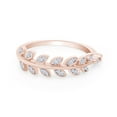 thumbnail image 2 of Round Cut White Cubic Zirconia With Prong Setting Leaf Engagement Wedding Band Ring For Women's In 14K Rose Gold Plated 925 Sterling Silver Size -5, 2 of 5