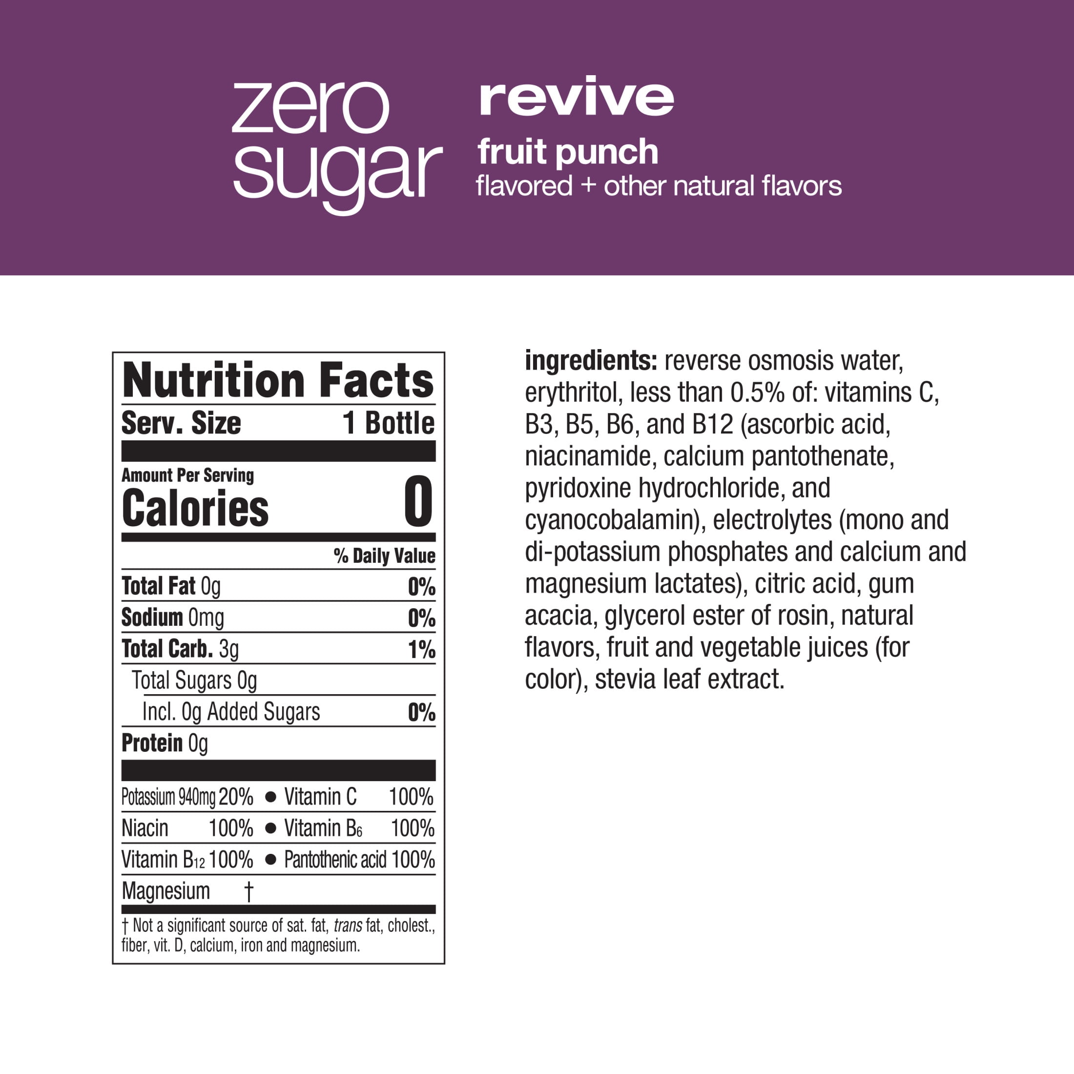 vitaminwater zero sugar reset, electrolyte enhanced water w/ vitamins, pineapple coconut drink, 20 fl oz