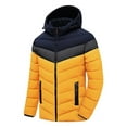 thumbnail image 2 of Gvmfive Men Color Block Padded Drawstring Hooded Full Zip Side Pockets Casual Coat, 2 of 4