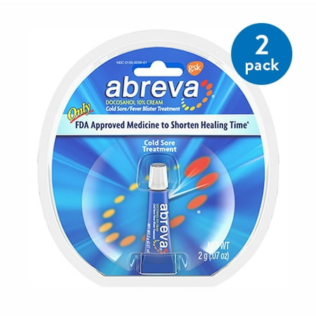 (2 Pack) Abreva Docosanol 10% Cream Tube, FDA Approved Treatment for Cold Sore/Fever Blister, 2 (Best Otc For Fever Blisters)