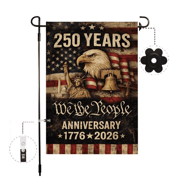 250th Anniversary Flag Doubleside 250 Years Anniversary Flags WE THE PEOPLE 1776-2026 Patriotic Flags for Outdoor Lawn Garden Decor Polyester 30x45cm