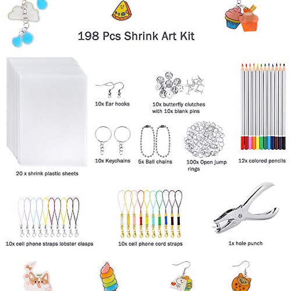 Shrink Plastic Kit Include 20 Sheets Shrinky Paper,Shrink Plastic Sheet Kit  Shrink Film Paper Craft Accessories for DIY Ornaments Craft
