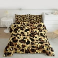 thumbnail image 2 of jejeloiu Chic Leopard Pattern Queen Comforter Set,Cute Bow Ribbon Bedding Sets,Yellow Brown Bedding Comforter Set For Men Women,Super Cozy Room Decor Reversible,3-Piece, 2 of 8