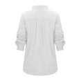 thumbnail image 4 of TIHLMK Long Sleeve Blouse Shirt Fashion Women Casual Pockets Solid Turn-Down Neck Cardigan Long Sleeve Loose T-Shirt Autumn Blouse Button Tops White, 4 of 5