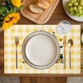 thumbnail image 4 of Gnomes Sunflowers Placemats Set of 4, Pastoral Botanical Yellow Plaid Placemats for Dining Table, Place Mats for Kitchen Tabletop, Waterproof Wipeable Dining Table Mats Set, 4 of 9
