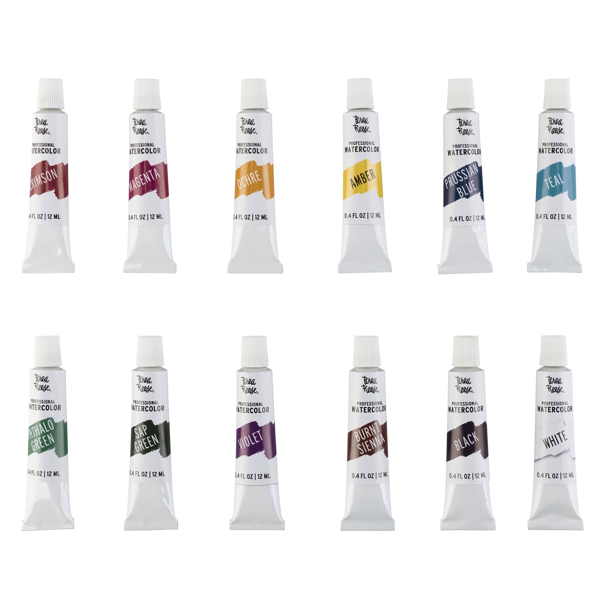 Brea Reese: Professional Watercolor Paint Set - Jewel Tones - 12 Tubes - Luxurious & Rich Colors, Matte Finish, Acid-Free, Non-Toxic, Art Supplies