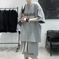 thumbnail image 4 of Conjunto de Waffle para hombre, nuevo conjunto de pantalones cortos y camiseta de manga corta de moda de verano, conjunto deportivo de 2 piezas, conjunto de moda con estampado coreano, 4 of 5