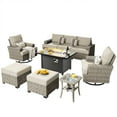 thumbnail image 5 of Ovios 9 Pieces Outdoor Patio Furniture with Gas Propane Fire Pit Table All-Weather Rattan Wicker Conversation Set with Swivel Rocking Chair & Ottoman for Backyard, 5 of 11