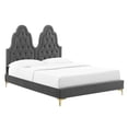 thumbnail image 2 of Modway Alexandria Tufted Performance Velvet Twin Platform Bed in Charcoal, 2 of 10