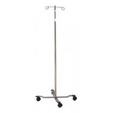 Pole 4 Leg 2 Hook - IV Pole Floor Stand entrust 2-Hook 4-Leg, Dual-Wheel Nylon Casters, 22 Inch Epoxy-Coated Steel Base