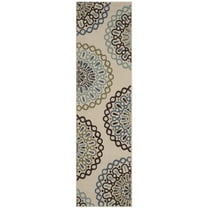 SAFAVIEH Veranda Axum Geometric Indoor/Outdoor Runner Rug, 2'3" x 8', Cream/Blue