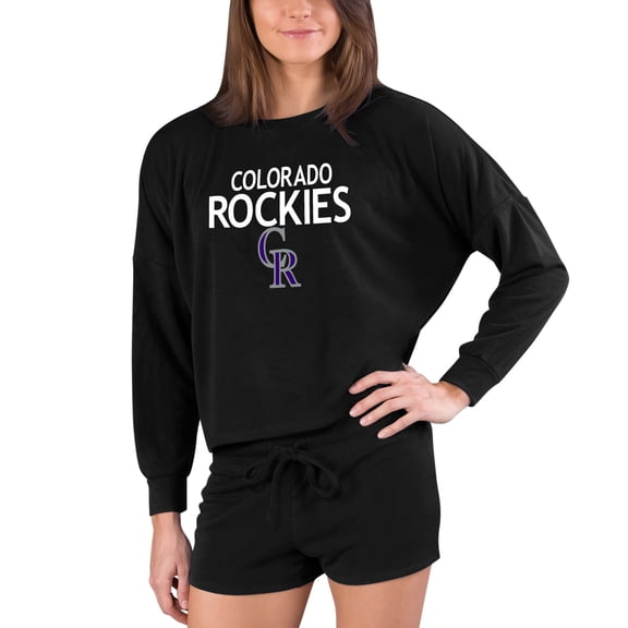 Women's Concepts Sport  Black Colorado Rockies Gather Long Sleeve Top & Shorts Set