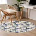thumbnail image 4 of Navy Blue Floral Round Area Rug 3.3 FT, Non Slip Small Entryway Kitchen Mat, Vintage Flowers Elegant Pastoral Rustic Washable Soft Circular Rug Non-Shedding Door Mat for Bathroom Playroom Kids Room, 4 of 9