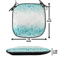 thumbnail image 5 of Turquoise Chair Seating Cushion Set of 6, Abstract Floral Flowers Pattern Classic Design Illustration, Seat Pads for Office with Anti-slip Backing, 16"x16", Teal Turquoise White, by Ambesonne, 5 of 7