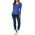 thumbnail image 2 of INSPIRE CHIC Women's Peplum Sweater V Neck Long Sleeve Ribbed Knit Tops 3XL Blue, 2 of 7