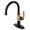 Matte Black / Rose Gold, variant on Kingston Brass KSD2237KL Whitaker One-Handle Single-Hole Bathroom Faucet with Deck Plate and Push Pop-Up Drain, Matte Black/Rose Gold