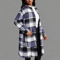 thumbnail image 6 of ZHYou Womens Plus Size Flannel Plaid Shirts,Long Sleeve Lounge Lapel Tartan Shacket Jacket,Long Button Down Coats,Blue,Size:XL, 6 of 7
