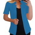 thumbnail image 2 of MPWEGNP Blazers for Women Women's Autumn Solid Color Short Sleeved Loose Casual Suit Jacket Blazer Jackets for Women Blue2 M, 2 of 6