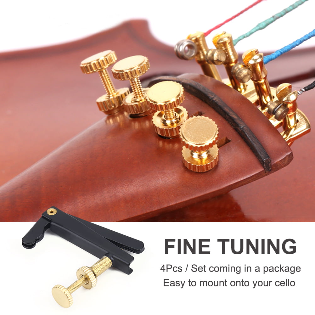 2 Pcs Cello Pin Tuners String Adjuster For 4/4 3/4 Cello Gold 