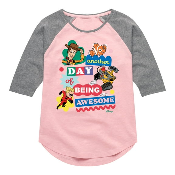 Disney - Another Day Of Being Awesome - Toddler & Youth Girls Raglan Graphic T-Shirt