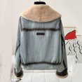 thumbnail image 2 of Chaqueta vaquera de piel de cordero para mujer, abrigo vaquero grueso y cálido con diseño de oveja, forro de lana, abrigos vaqueros Sherpa con bolsillo para prendas de vestir exteriores más gruesas, 2 of 5